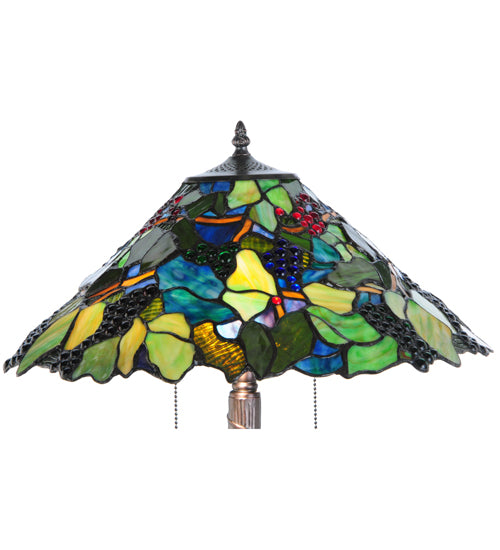 Meyda Lighting Grape Harvest 25" 2-Light Mahogany Bronze Table Lamp With Multi-Colored Shade Glass