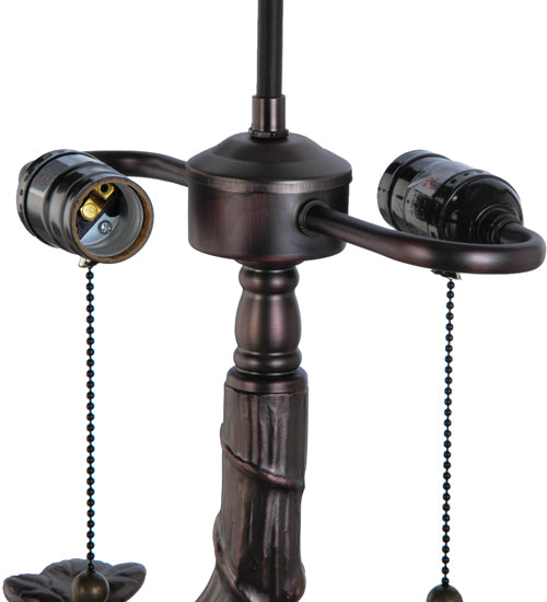 Meyda Lighting Grape Harvest 25" 2-Light Mahogany Bronze Table Lamp With Multi-Colored Shade Glass