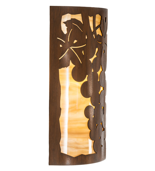 Meyda Lighting Grape Ivy 8" 2-Light Rustic Iron Wall Sconce With Beige Travertine Idalight Shade