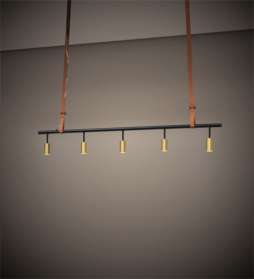 Meyda Lighting Graton 71" 5-Light Matte Black & Satin Brass Island Pendant Light