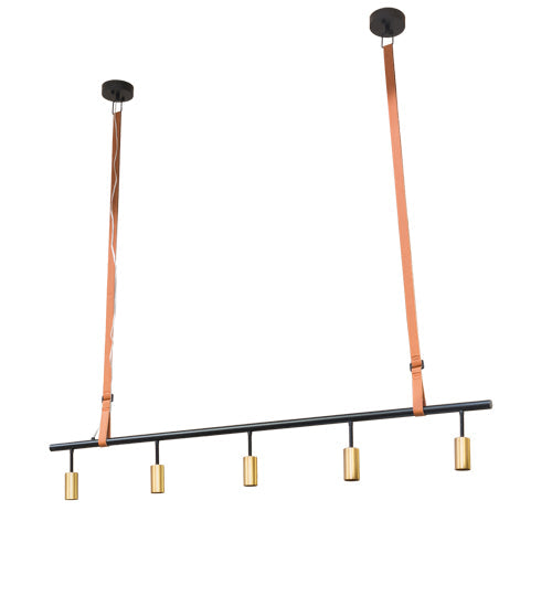 Meyda Lighting Graton 71" 5-Light Matte Black & Satin Brass Island Pendant Light