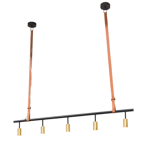 Meyda Lighting Graton 71" 5-Light Matte Black & Satin Brass Island Pendant Light