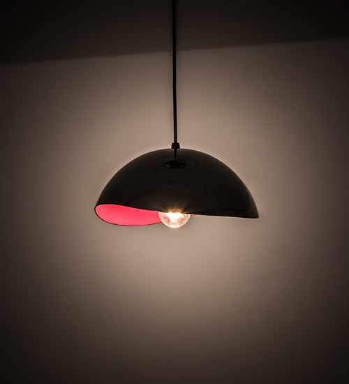Meyda Lighting Gravity 13" Jet Black Pendant Light With Pink Shade