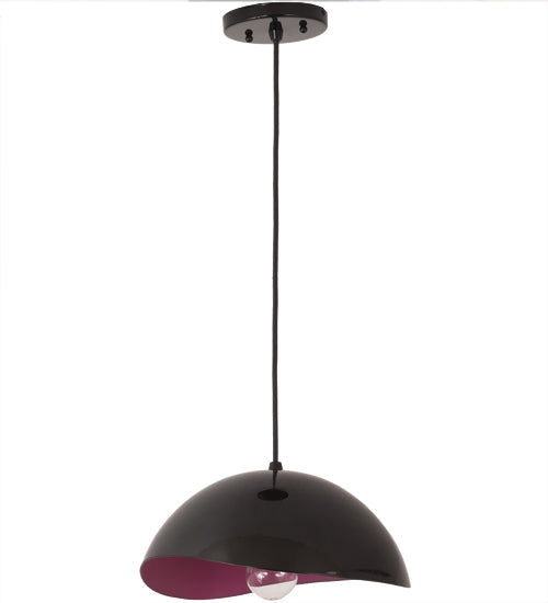 Meyda Lighting Gravity 13" Jet Black Pendant Light With Pink Shade