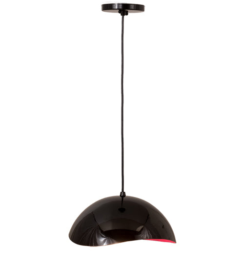 Meyda Lighting Gravity 13" Jet Black Pendant Light With Pink Shade