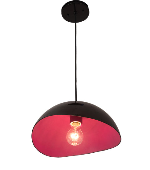 Meyda Lighting Gravity 13" Jet Black Pendant Light With Pink Shade