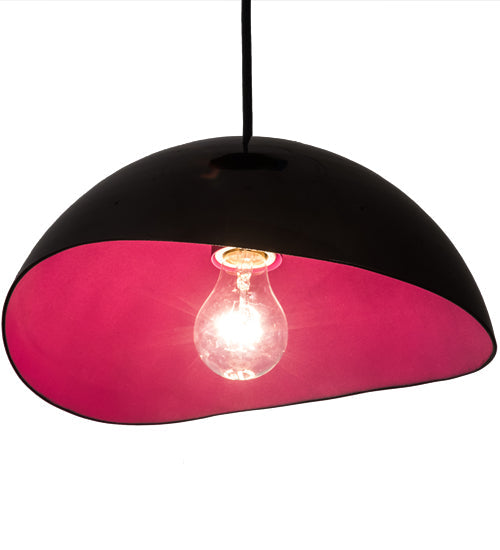 Meyda Lighting Gravity 13" Jet Black Pendant Light With Pink Shade