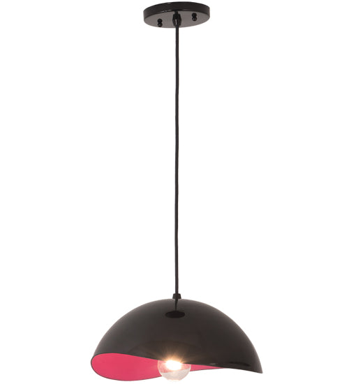 Meyda Lighting Gravity 13" Jet Black Pendant Light With Pink Shade