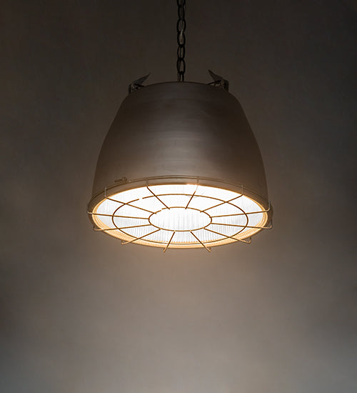 Meyda Lighting Gravity 18" 3-Light Textured Black Pendant Light With Gray Metal Cage Shade
