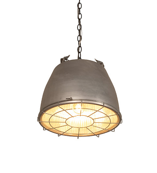 Meyda Lighting Gravity 18" 3-Light Textured Black Pendant Light With Gray Metal Cage Shade