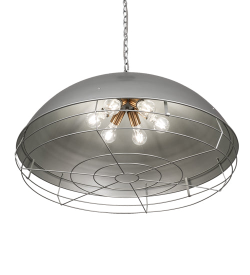 Meyda Lighting Gravity 30" 6-Light Galvanized Silver Golpe Pendant Light