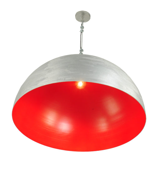 Meyda Lighting Gravity 36" Brushed Aluminum Pendant Light With Red Shade Glass