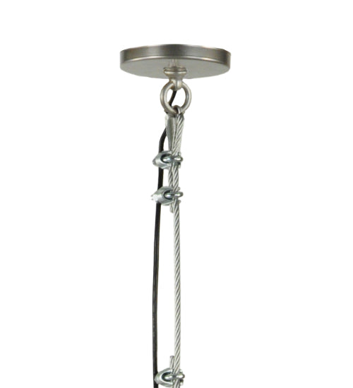 Meyda Lighting Gravity 36" Brushed Aluminum Pendant Light With Red Shade Glass