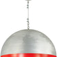 Meyda Lighting Gravity 36" Brushed Aluminum Pendant Light With White Red Shade Glass