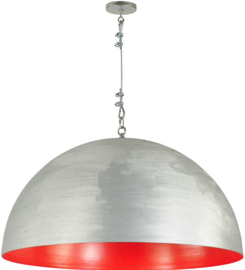Meyda Lighting Gravity 36" Brushed Aluminum Pendant Light With White Red Shade Glass