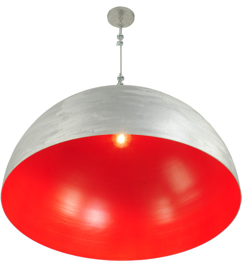 Meyda Lighting Gravity 36" Brushed Aluminum Pendant Light With White Red Shade Glass