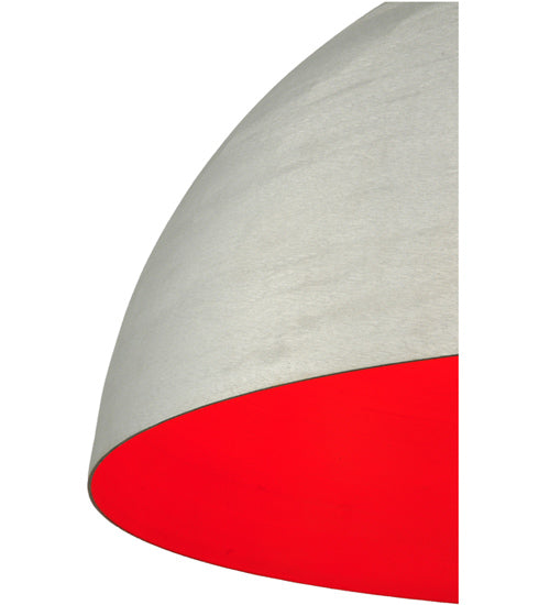 Meyda Lighting Gravity 36" Brushed Aluminum Pendant Light With White Red Shade Glass