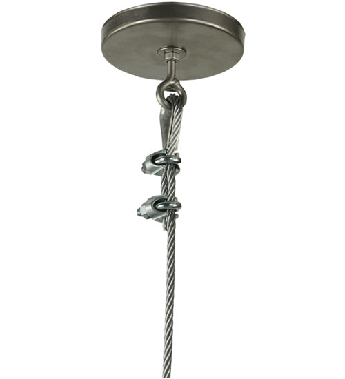 Meyda Lighting Gravity 36" Brushed Aluminum Pendant Light With White Red Shade Glass