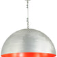 Meyda Lighting Gravity 36" Brushed Aluminum Pendant Light With White Red Shade Glass