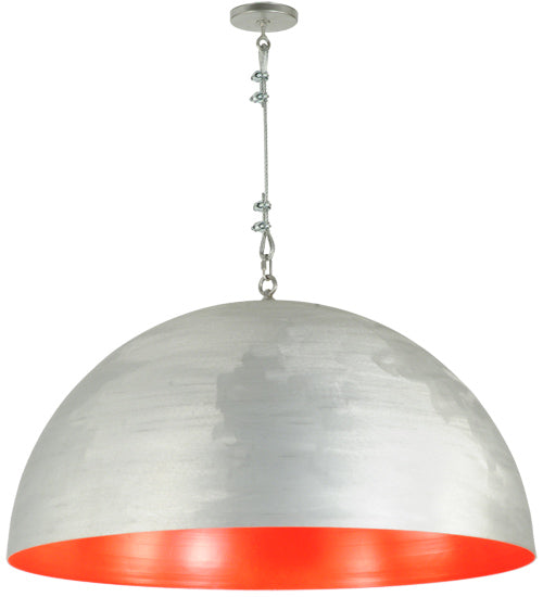 Meyda Lighting Gravity 36" Brushed Aluminum Pendant Light With White Red Shade Glass