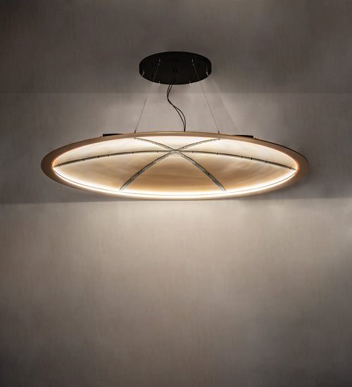 Meyda Lighting Gravity 96" LED Solar Black Southland Pendant Light With Metallic Gold Idalight Shade