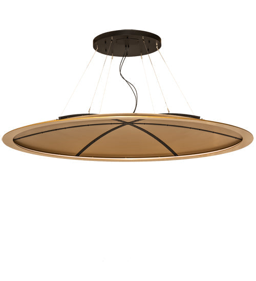 Meyda Lighting Gravity 96" LED Solar Black Southland Pendant Light With Metallic Gold Idalight Shade