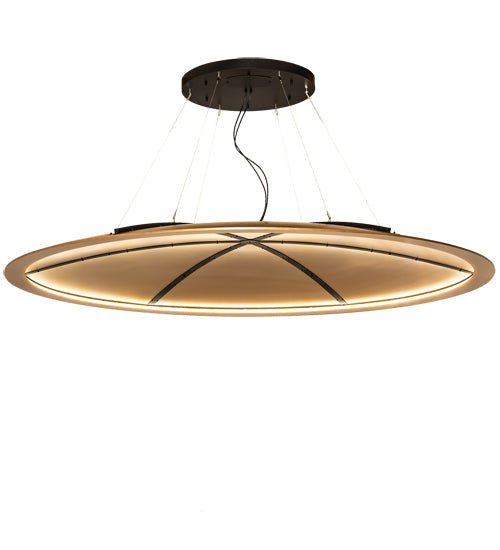 Meyda Lighting Gravity 96" LED Solar Black Southland Pendant Light With Metallic Gold Idalight Shade