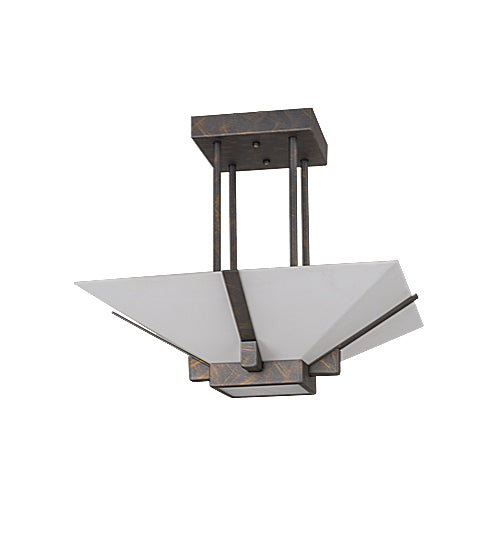 Meyda Lighting Grayling 28" 2-Light French Bronze Semi-flush Mount Light With Whitestone Idalight Shade