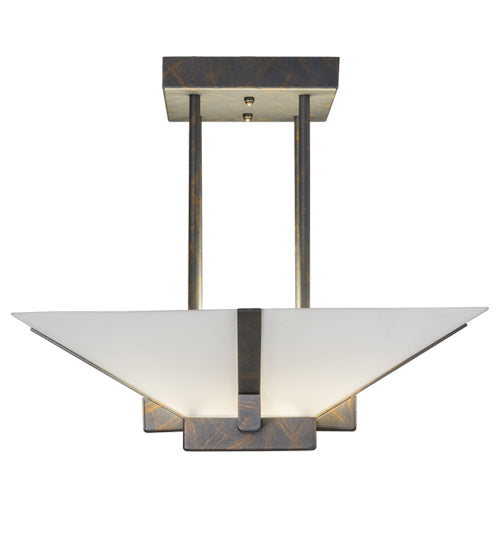 Meyda Lighting Grayling 28" 2-Light French Bronze Semi-flush Mount Light With Whitestone Idalight Shade