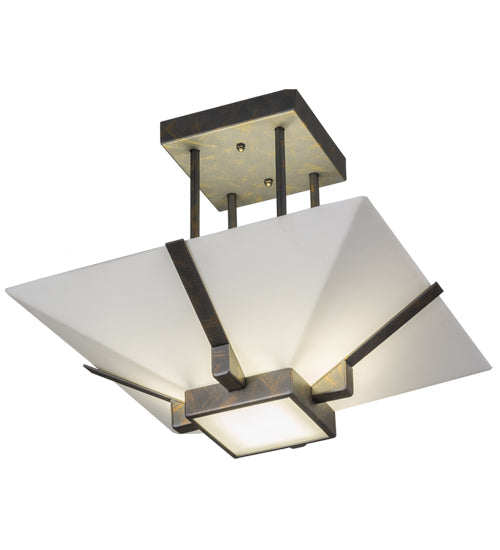 Meyda Lighting Grayling 28" 2-Light French Bronze Semi-flush Mount Light With Whitestone Idalight Shade
