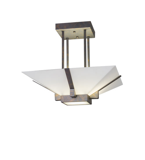 Meyda Lighting Grayling 28" 2-Light French Bronze Semi-flush Mount Light With Whitestone Idalight Shade