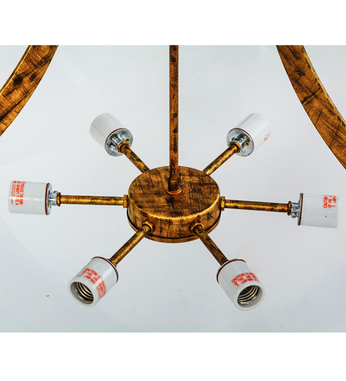 Meyda Lighting Grayson 42" 6-Light Spanish Gold Inverted Pendant Light With Statuario Idalight Shade