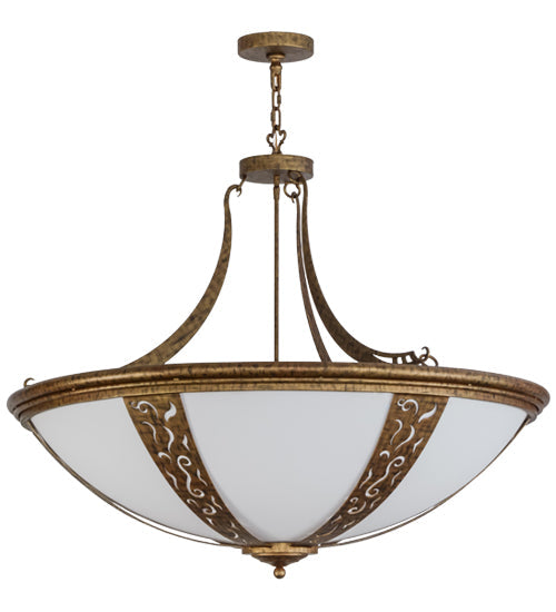 Meyda Lighting Grayson 42" 6-Light Spanish Gold Inverted Pendant Light With Statuario Idalight Shade