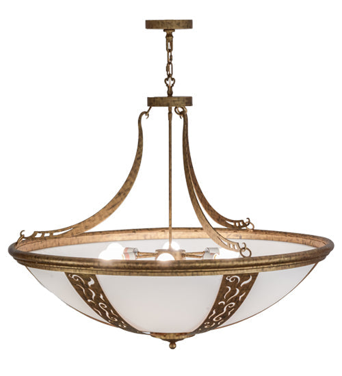 Meyda Lighting Grayson 42" 6-Light Spanish Gold Inverted Pendant Light With Statuario Idalight Shade