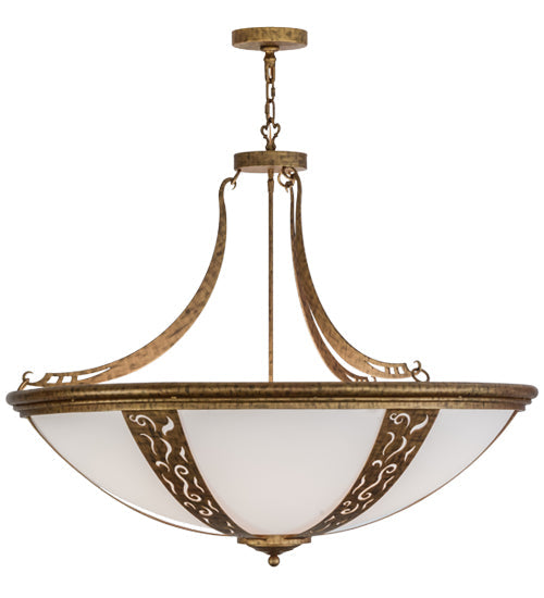 Meyda Lighting Grayson 42" 6-Light Spanish Gold Inverted Pendant Light With Statuario Idalight Shade