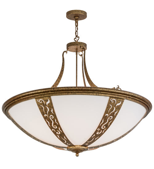 Meyda Lighting Grayson 42" 6-Light Spanish Gold Inverted Pendant Light With Statuario Idalight Shade