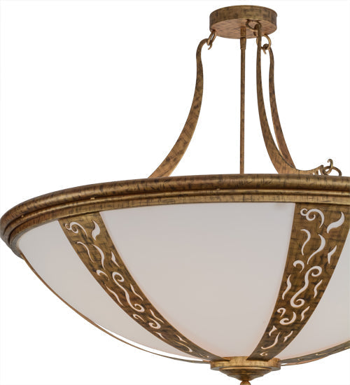 Meyda Lighting Grayson 42" 6-Light Spanish Gold Inverted Pendant Light With Statuario Idalight Shade