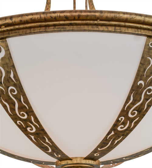 Meyda Lighting Grayson 42" 6-Light Spanish Gold Inverted Pendant Light With Statuario Idalight Shade