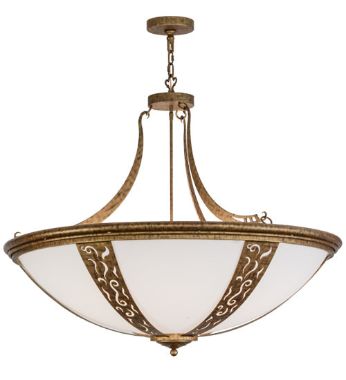 Meyda Lighting Grayson 42" 6-Light Spanish Gold Inverted Pendant Light With Statuario Idalight Shade