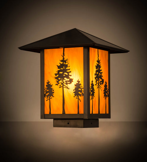 Meyda Lighting Great Pines 13" Craftsman Brown Outdoor Deck Light With Ambra Siena Idalight Shade Glass