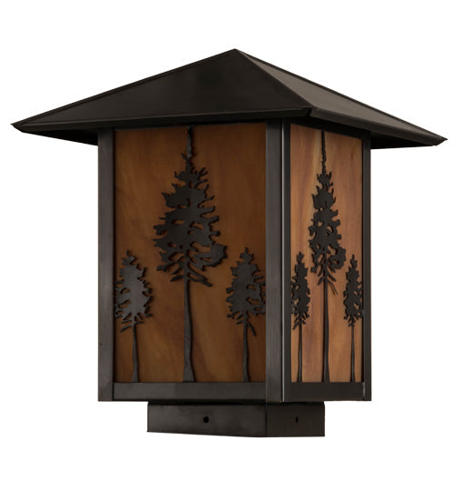 Meyda Lighting Great Pines 13" Craftsman Brown Outdoor Deck Light With Ambra Siena Idalight Shade Glass