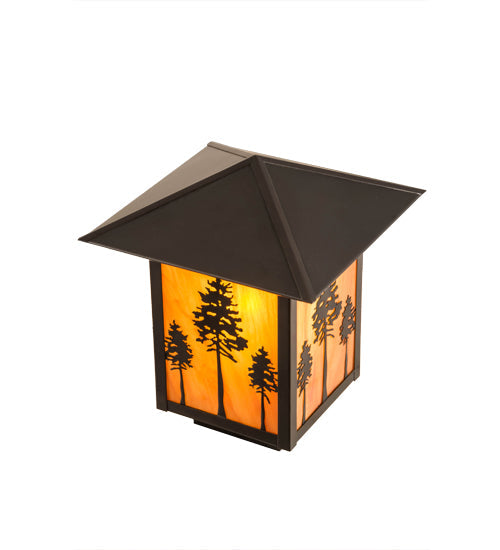 Meyda Lighting Great Pines 13" Craftsman Brown Outdoor Deck Light With Ambra Siena Idalight Shade Glass