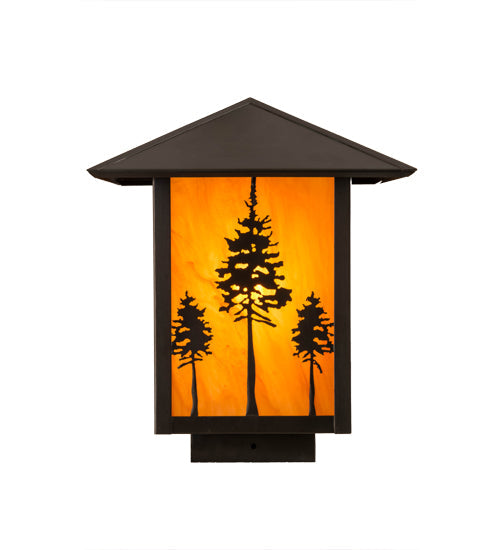 Meyda Lighting Great Pines 13" Craftsman Brown Outdoor Deck Light With Ambra Siena Idalight Shade Glass