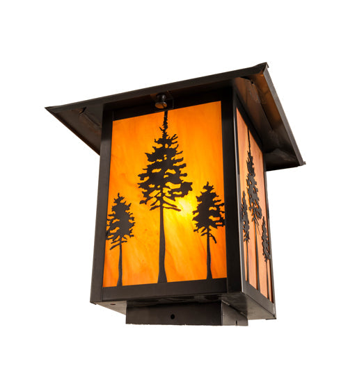 Meyda Lighting Great Pines 13" Craftsman Brown Outdoor Deck Light With Ambra Siena Idalight Shade Glass