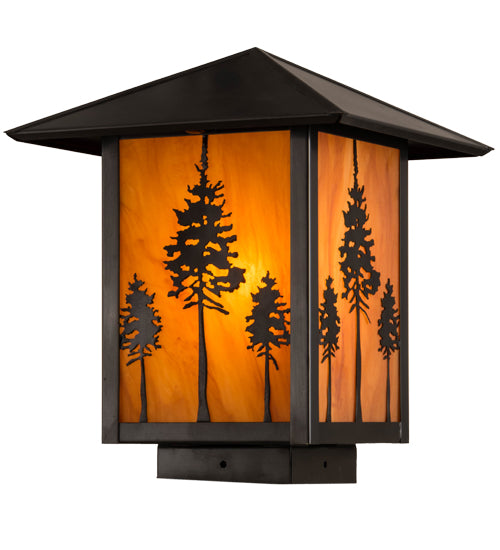 Meyda Lighting Great Pines 13" Craftsman Brown Outdoor Deck Light With Ambra Siena Idalight Shade Glass