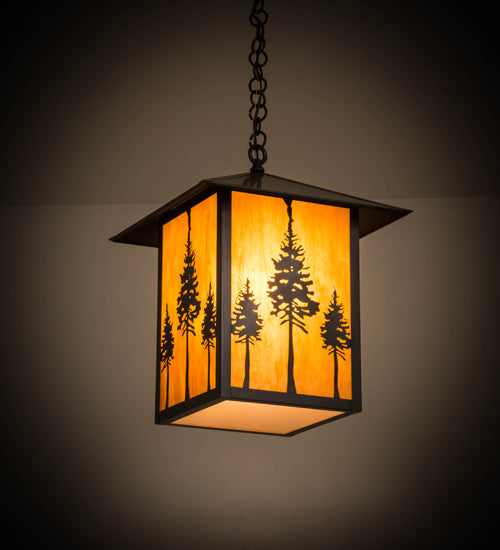 Meyda Lighting Great Pines 23" Craftsman Brown Pendant Light With Ambra Siena Idalight Shade Glass
