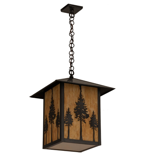 Meyda Lighting Great Pines 23" Craftsman Brown Pendant Light With Ambra Siena Idalight Shade Glass