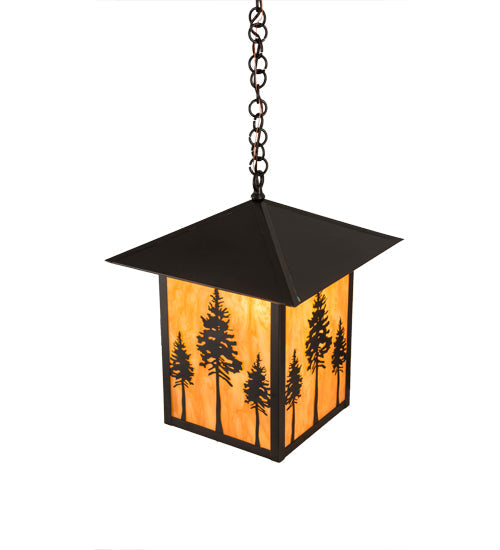 Meyda Lighting Great Pines 23" Craftsman Brown Pendant Light With Ambra Siena Idalight Shade Glass