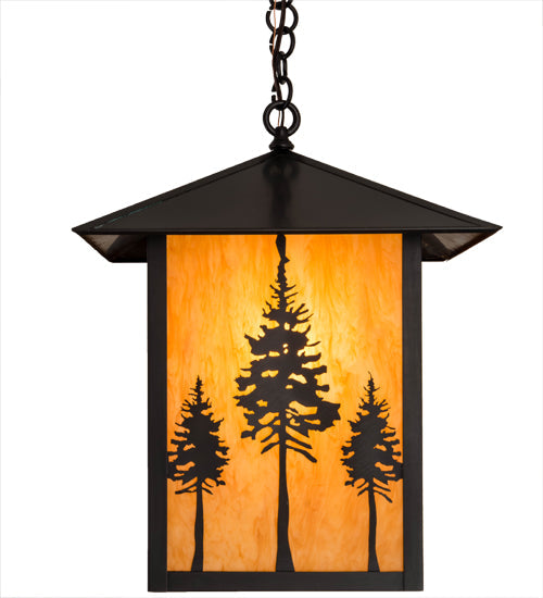 Meyda Lighting Great Pines 23" Craftsman Brown Pendant Light With Ambra Siena Idalight Shade Glass