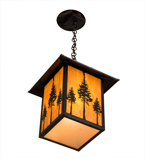 Meyda Lighting Great Pines 23" Craftsman Brown Pendant Light With Ambra Siena Idalight Shade Glass